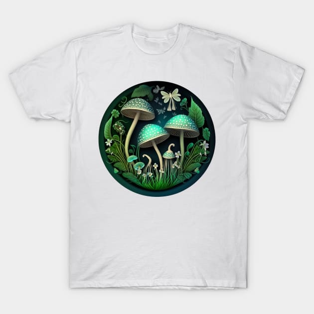 Cottagecore Shrooms in the Forest T-Shirt by TheJadeCat